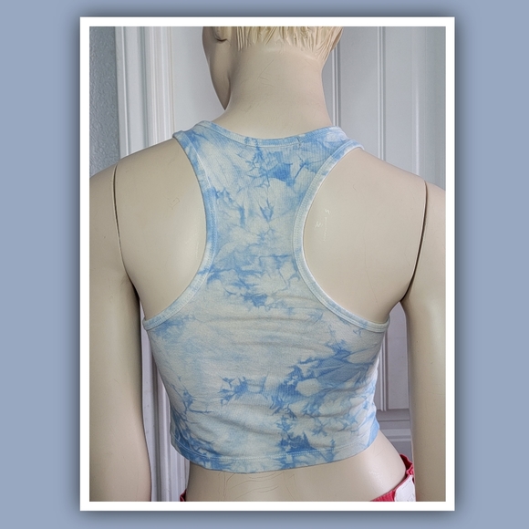 forever 21 "get lost" women's juniors cropped blue tie dye racerback tan… - Picture 3 of 5